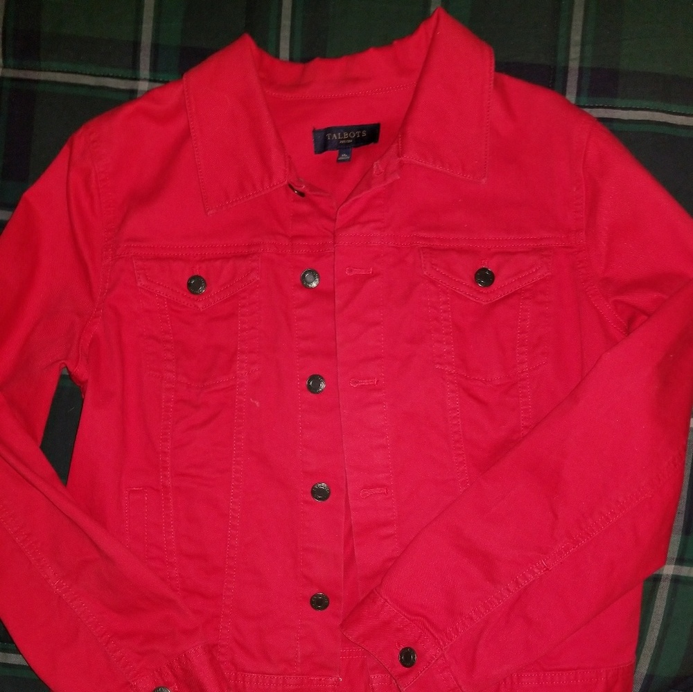 Talbots red denim jacket